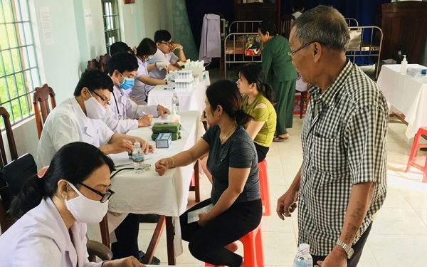 Khám sàng lọc nhằm phát hiện sớm các vấn đề về sức khỏe cho người dân tại huyện Phù Cát, tỉnh Bình Định.